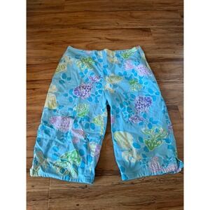 Soft Surroundings Tropical Fish Sea Life Print Capri Pants Turquoise Green M